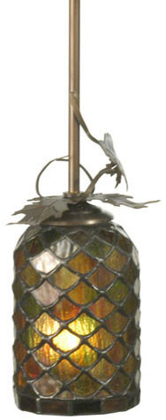 Meyda Custom 28736 Oak Leaf Country Antique Copper Mini Pendant Light