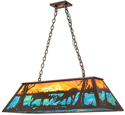 Meyda Custom 287509 Battling Bucks Mahogany Bronze Island Lighting