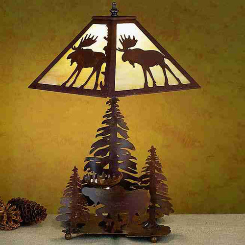 Meyda Custom 29575 Lone Moose Rustic Lighting Table Lamp