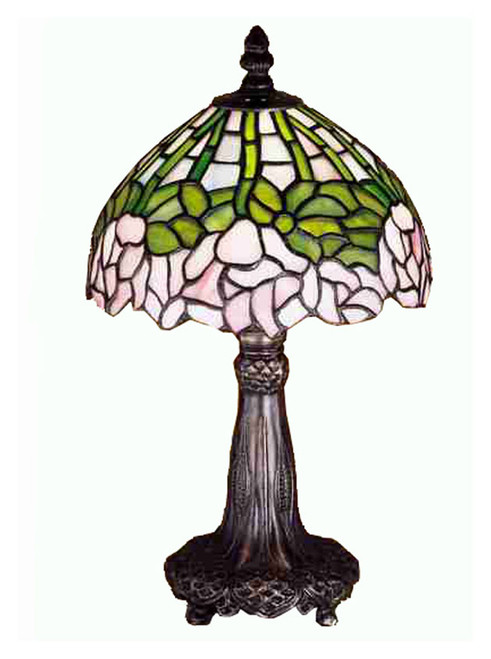 Meyda Lighting 30312 Cabbage Rose Mahogany Bronze 13 Inch Tall Mini Table Lamp - Tiffany
