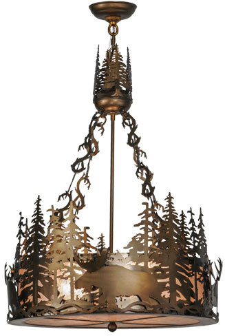 Meyda Custom 31261 Moose at Dusk Country Antique Copper Ceiling Light Pendant