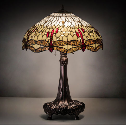 Meyda Lighting 31664 Tiffany Hanginghead Dragonfly Tiffany Mahogany Bronze Side Table Lamp