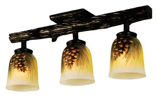 Meyda Lighting 34470 Northwoods Pinecone 3 Lamp 23 Inch Wide Rustic Island Lighting Fixture