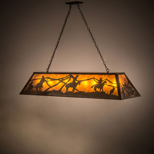 Meyda Custom 36133 Rustlers Country Amber Mica Antique Copper Kitchen Island Lighting