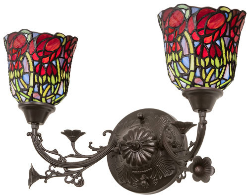Meyda Lighting 36911 Red Rosebud Tiffany Bronze Wall Lighting