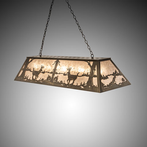 Meyda Custom 47474 Deer at Lake Antique Copper Kitchen Island Light Fixture