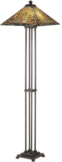 Meyda Lighting 48023 Knotwork Cambridge Tiffany 2 Bulb Pyramidal Floor Lamp Lighting Fixture