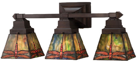 Meyda Lighting 48036 Prairie Dragonfly Tiffany 3 Light Bath Lighting Fixture