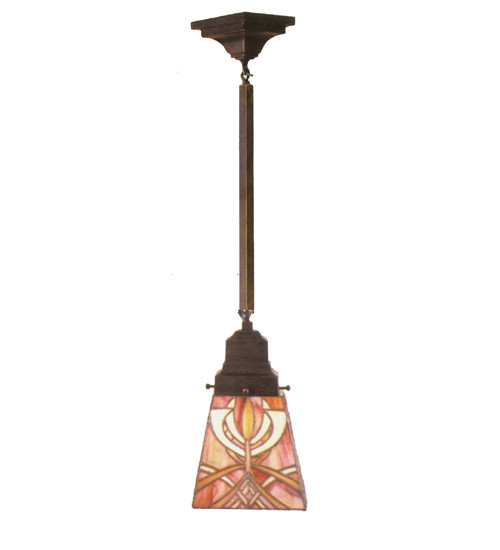 Meyda Lighting 49137 Glasgow Bungalow 5 Inch Wide Square Mini Pendant Light Fixture - Tiffany