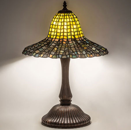 Meyda Custom 49165 Bell Tiffany Mahogany Bronze Table Lamp