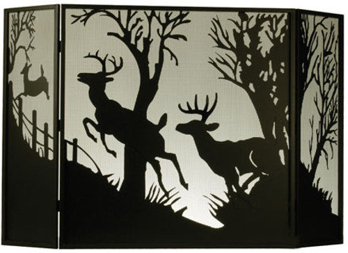 Meyda Custom 50971 Deer on the Loose Rustic Fireplace Screen