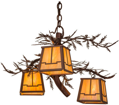 Meyda Custom 52350 Pine Branch Valley View Rust / Bai Halogen Lighting Chandelier