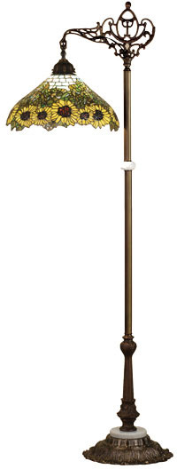 Meyda Lighting 65834 Wild Sunflower Tiffany Bridge Arm Floor Lamp