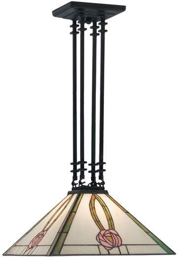 Meyda Lighting 66583 Mack Pink Rose Tiffany Lighting Pendant