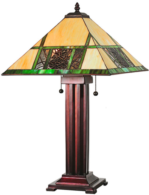 Meyda Lighting 67851 Pinecone Ridge Tiffany Antique Table Top Lamp
