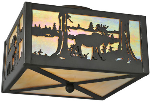 Meyda Custom 68282 Moose at Lake Rustic Timeless Bronze Ceiling Lighting