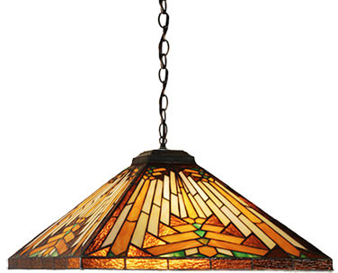 Meyda Lighting 69419 Nuevo Mission Tiffany Mahogany Bronze Pendant Lamp