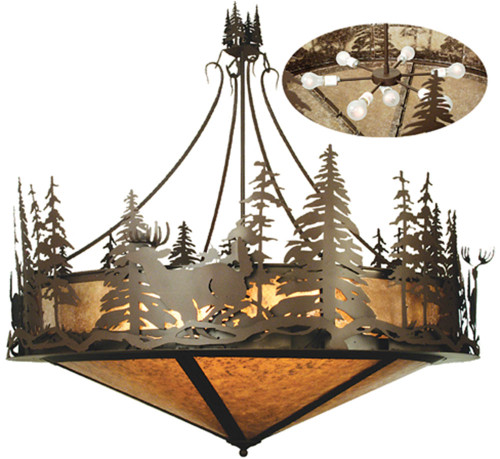 Meyda Custom 69974 Deer at Dusk Country Cafe-Noir Drop Lighting Fixture