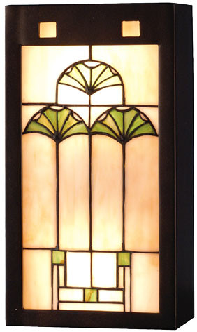 Meyda Lighting 71008 Ginkgo Tiffany 2 Bulb Rectangle Picture Sconce Wall Lighting Fixture
