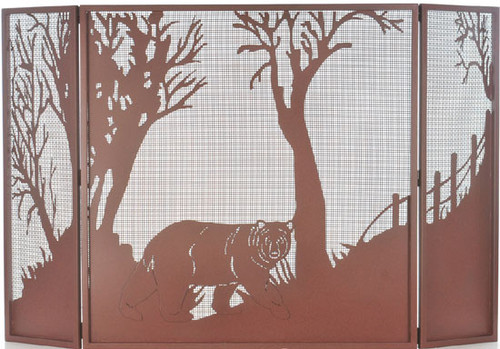 Meyda Custom 71141 Bear at Dusk Country Rust Fireplace Screen