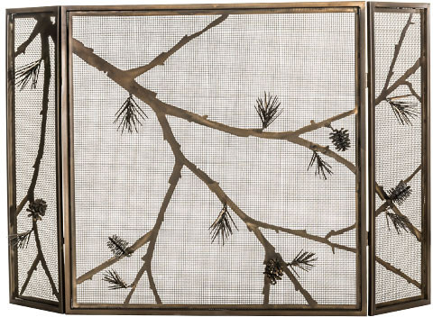 Meyda Custom 71075 Lone Pine Country Antique Copper Fireplace Screen