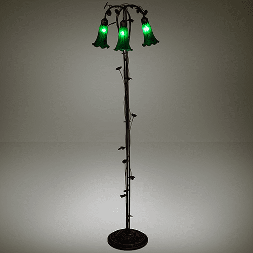 Meyda Lighting 71883 Green Pond Lily Contemporary Mahogany Bronze Lighting Floor Lamp