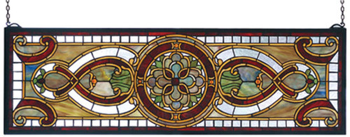 Meyda Lighting 77908 Evelyn in Topaz Tiffany Hanging Transom Stained Glass Panel