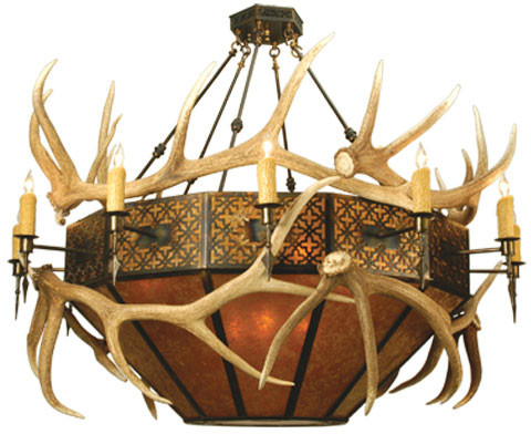 Meyda Custom 81321 Antlers Country Antique Copper Drop Ceiling Lighting