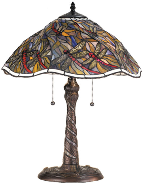 Meyda Lighting 82310 Spiral Dragonfly Tiffany Lighting Table Lamp