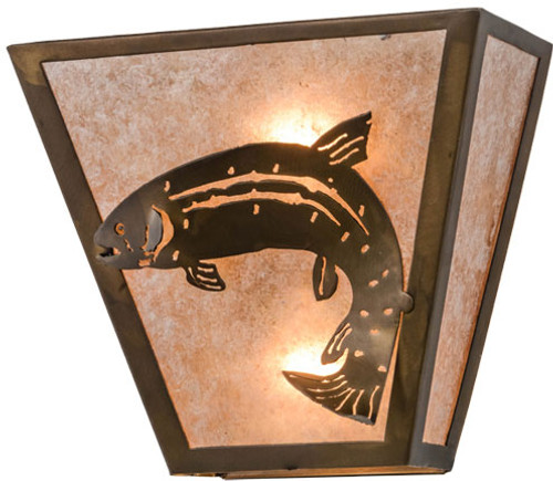 Meyda Custom 82363 Leaping Trout Country Antique Copper Wall Sconce