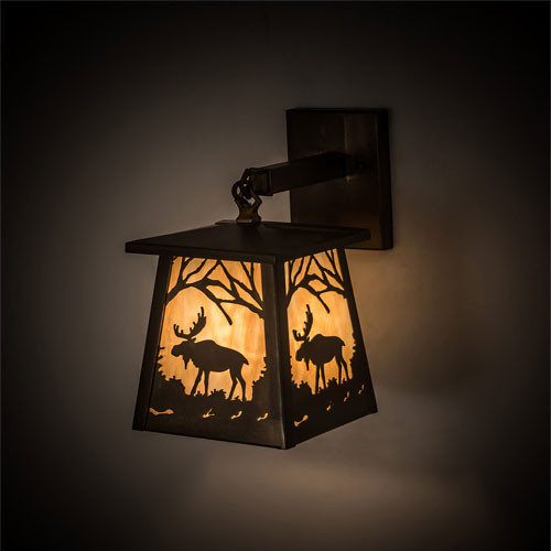 Meyda Custom 82636 Moose at Dawn Country Antique Copper Lighting Wall Sconce