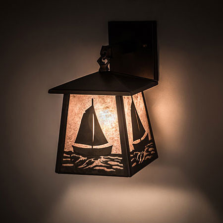 Meyda Custom 82646 Sailboat Rustic Antique Copper Wall Lighting Sconce