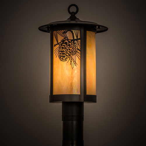 Meyda Custom 90576 Fulton Country Craftsman Brown Exterior Lamp Post Light Fixture