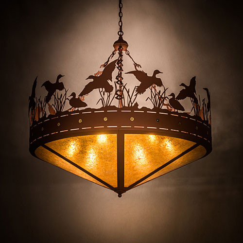 Meyda Custom 98952 Ducks in Flight Rustic Amber Mica Rust Pendant Lamp