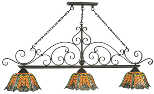 Meyda Custom 99901 Duffner & Kimberly Shell & Diamond Tiffany Timeless Bronze Kitchen Island Light Fixture