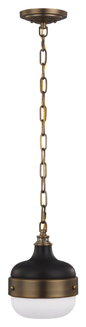 Generation Lighting P1282DAB-MB Cadence Dark Antique Brass / Matte Black Finish 8" Wide Mini Ceiling Pendant Light