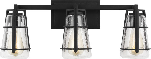 Generation Lighting VS2473MBK Adelaide Modern Midnight Black 3-Light Bathroom Vanity Light Fixture