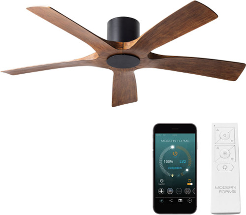 Modern Forms FH-W1811-5-MB/DK Aviator Matte Black Distressed Koa LED Interior / Exterior 54" Ceiling Fan
