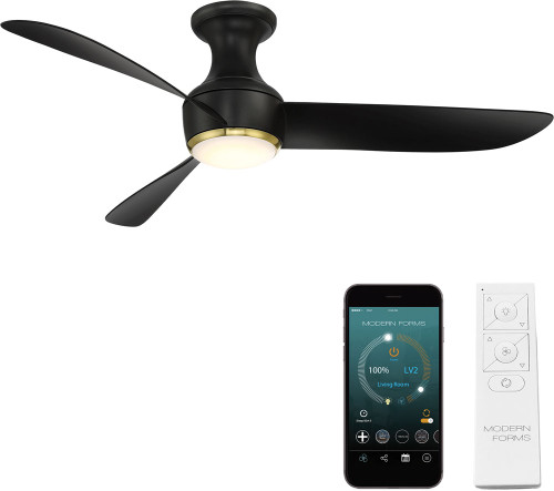 Modern Forms FH-W2203-52L-SB/MB Corona Soft Brass Matte Black LED Interior / Exterior 52" Ceiling Fan