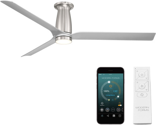 Modern Forms FH-W2502-52L-BN/SL Smooth Contemporary Brushed Nickel Silver LED 52" Interior / Exterior Home Ceiling Fan