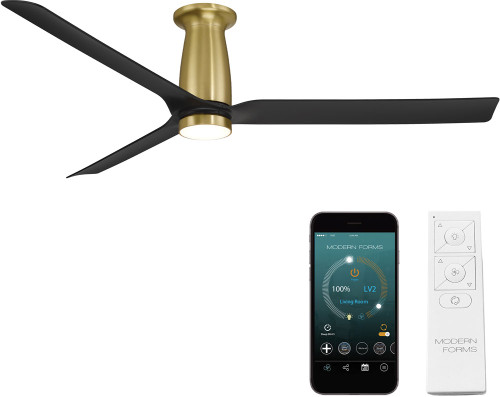 Modern Forms FH-W2502-52L-SB/MB Smooth Contemporary Soft Brass Matte Black LED 52" Interior / Exterior Home Ceiling Fan