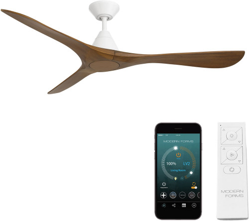 Modern Forms FR-D2504-60-MW/DK Carve Modern Matte White Distressed Koa 60" Interior / Exterior Home Ceiling Fan