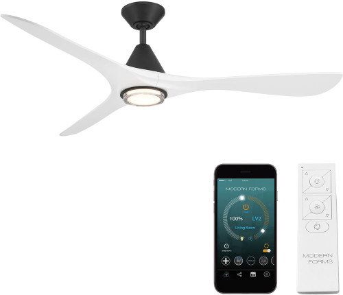 Modern Forms FR-D2504-60L-MB/MW Carve Modern Matte Black Matte White LED 60" Interior / Exterior Home Ceiling Fan