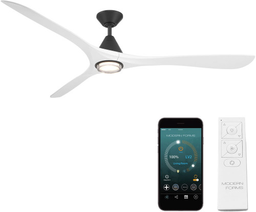 Modern Forms FR-D2504-72L-MB/MW Carve Modern Matte Black Matte White LED 72" Interior / Exterior Home Ceiling Fan