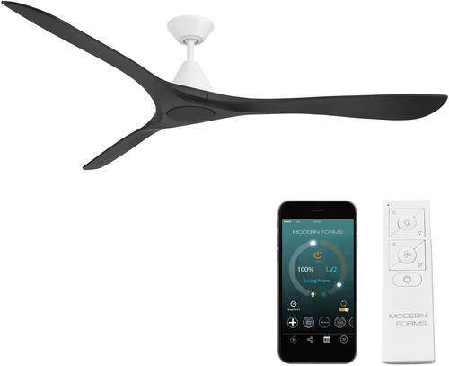 Modern Forms FR-D2504-72-MW/MB Carve Modern Matte White Matte Black 72" Interior / Exterior Home Ceiling Fan