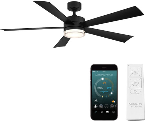 Modern Forms FR-W1801-52L-MB Wynd Matte Black LED Interior / Exterior 52" Home Ceiling Fan