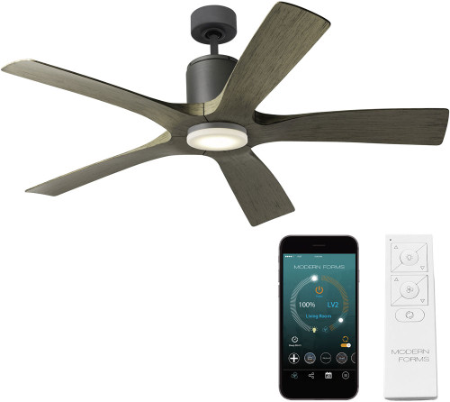 Modern Forms FR-W1811-5-GH/WG Aviator Graphite Weathered Gray LED Interior / Exterior 54" Home Ceiling Fan