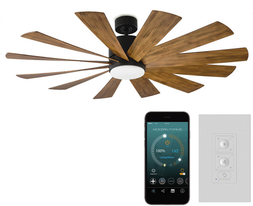 Modern Forms FR-W1815-60L-MB/DK Windflower Matte Black Distressed Koa LED Indoor / Outdoor 60" Ceiling Fan