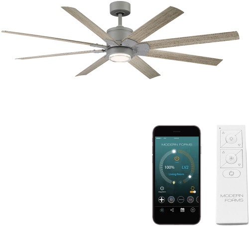 Modern Forms FR-W2001-52L-GH/WW Renegade Graphite Weathered Wood LED Interior / Exterior 52" Ceiling Fan