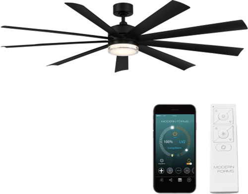 Modern Forms FR-W2101-72L-MB Wynd XL Matte Black LED Indoor / Outdoor 72" Ceiling Fan